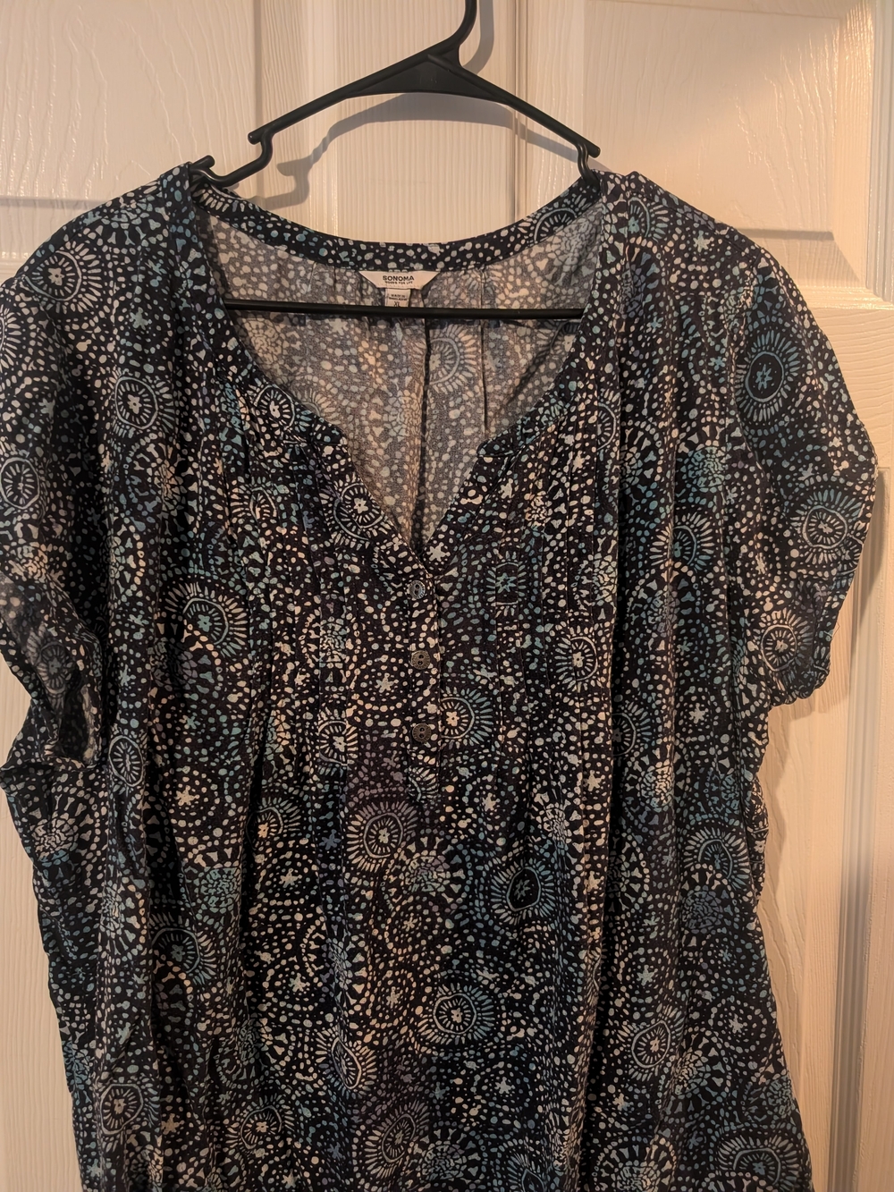 Sonoma Navy and Light Blue Printed Women's Blouse